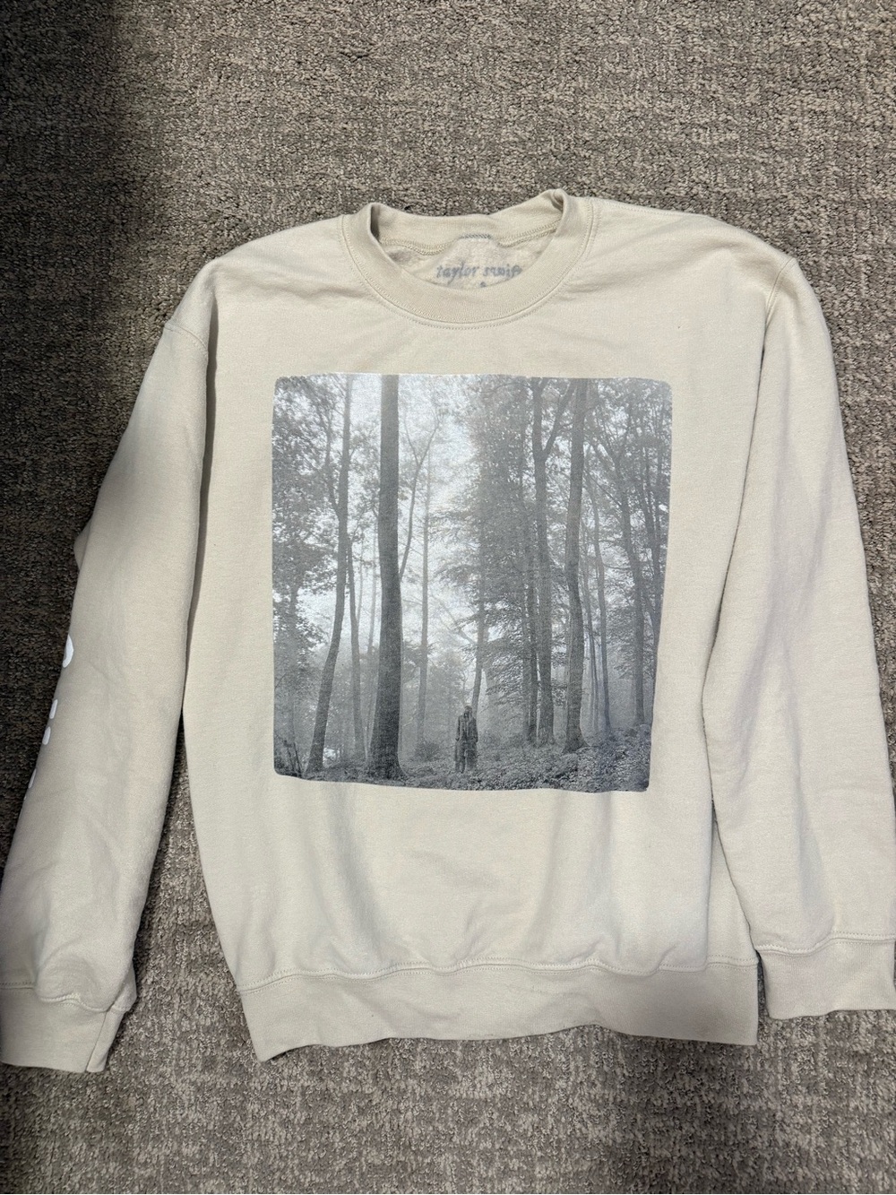 Taylor Swift Cream Graphic Forest Crewneck Sweatshirt